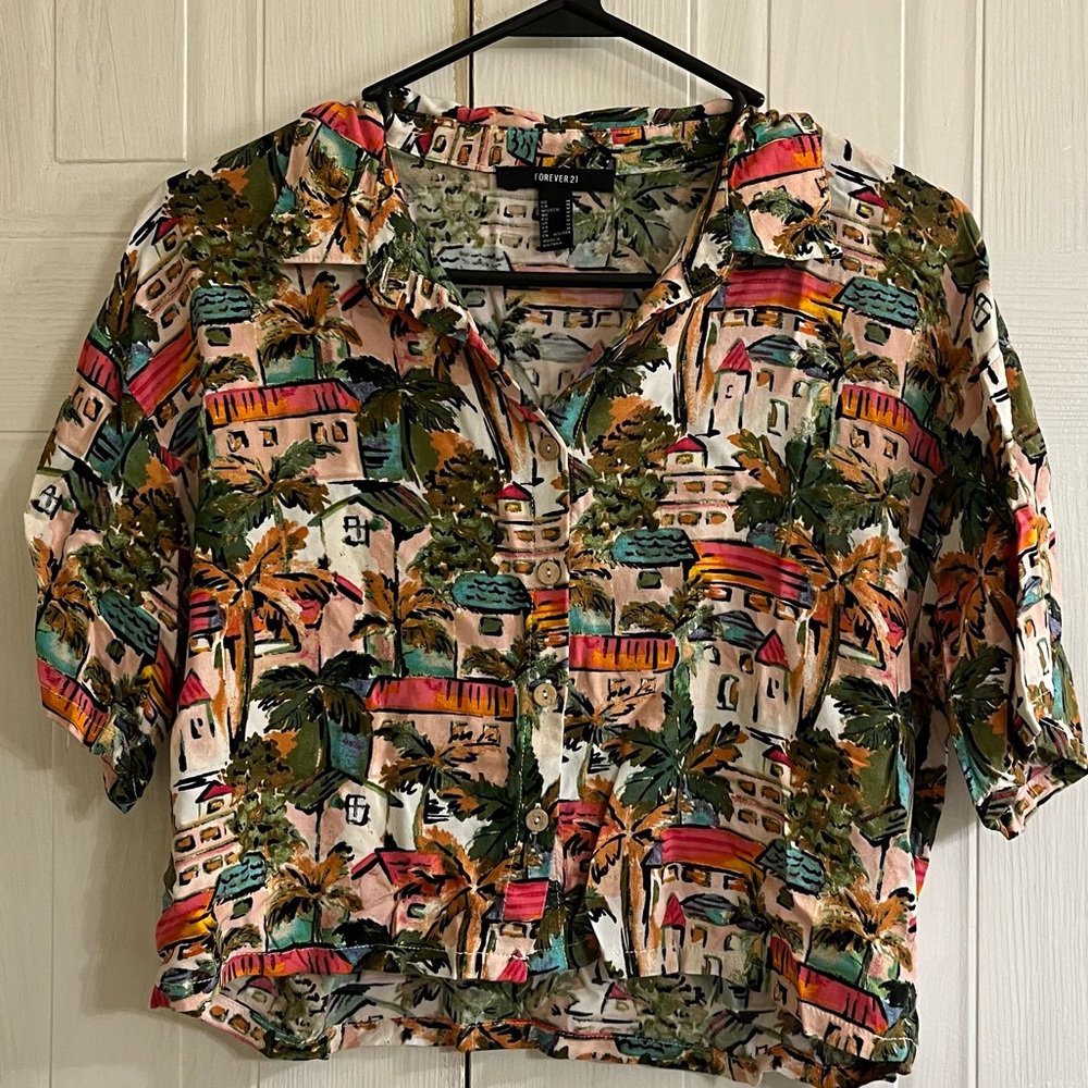 Forever 21 Tropical town crop top